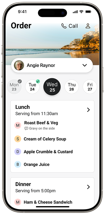 eMeals app showing meal detail