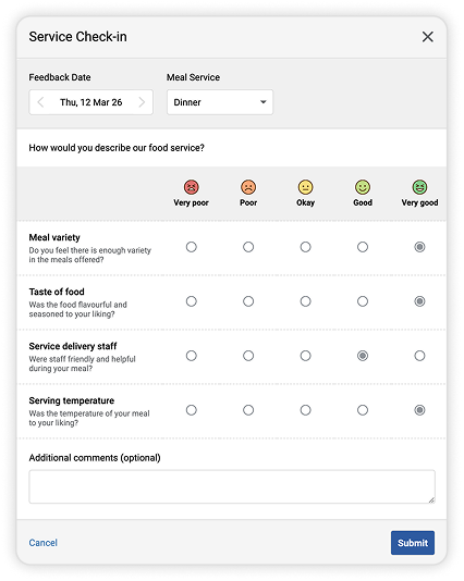 Service check-in survey