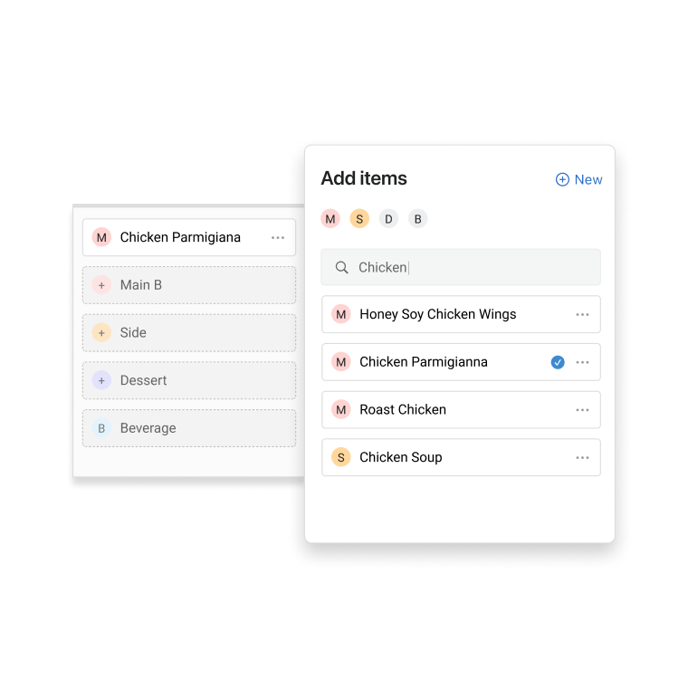 Aged care menu planning software interface